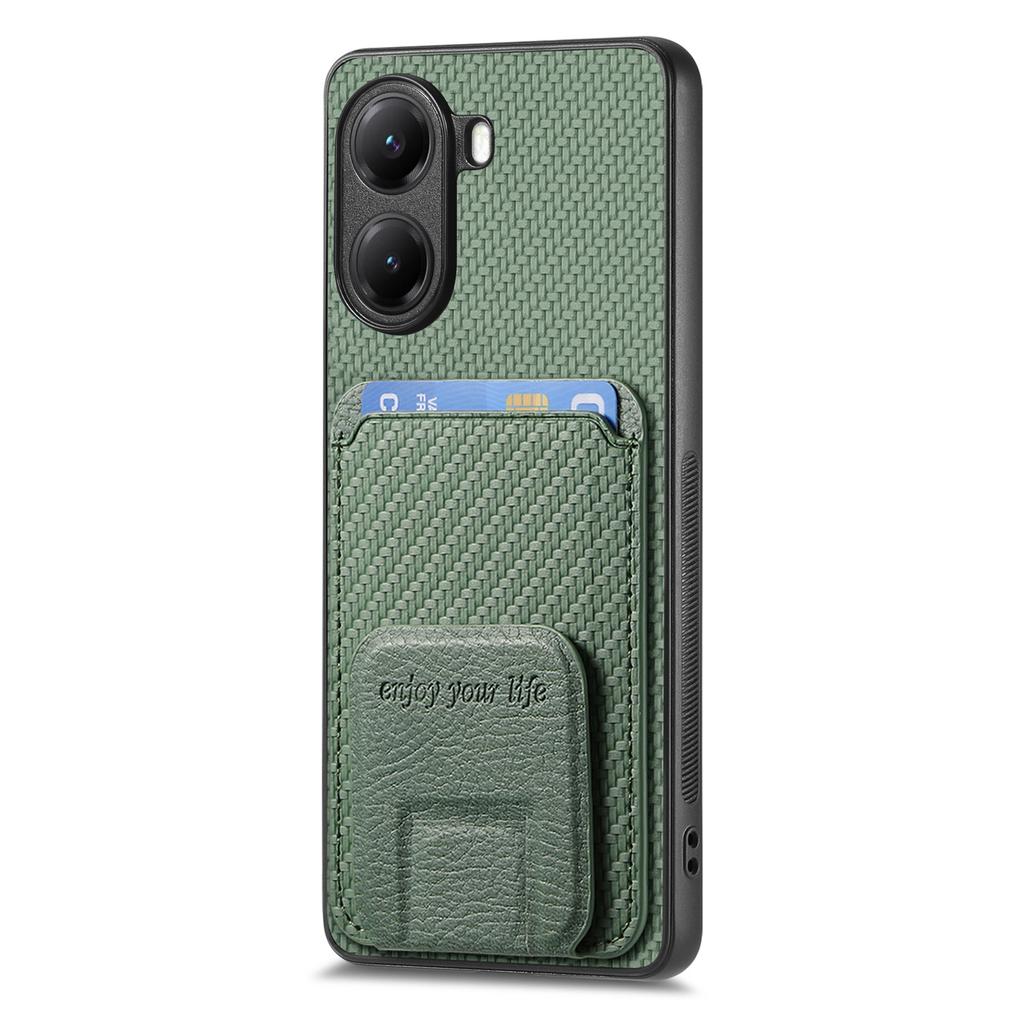 Pro Xiaomi Poco X7 Pro 5G/Xiaomi Redmi Turbo 4 5G Pouzdro Držák na karty Textura karbonových vláken Potah z kůže TPU Kryt na telefon
