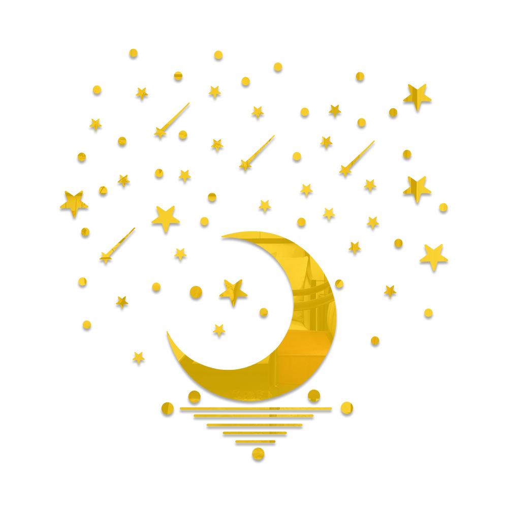 

Звезда и Луна в воде Зеркальные настенные наклейки Детская комната Детское настенное украшение Ванная комната Водонепроницаемые влагостойкие наклейки 1 set золотой