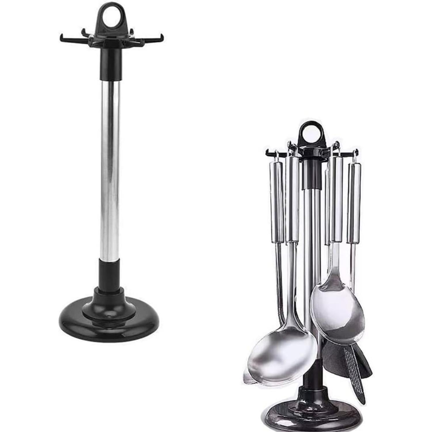 Kitchen ware Storage Rack, Stainless Steel Kitchen Utensil Holder Organizer, Countertop 360 Degree Rotating Utensil Holder for Kitchen Counter . чёрный