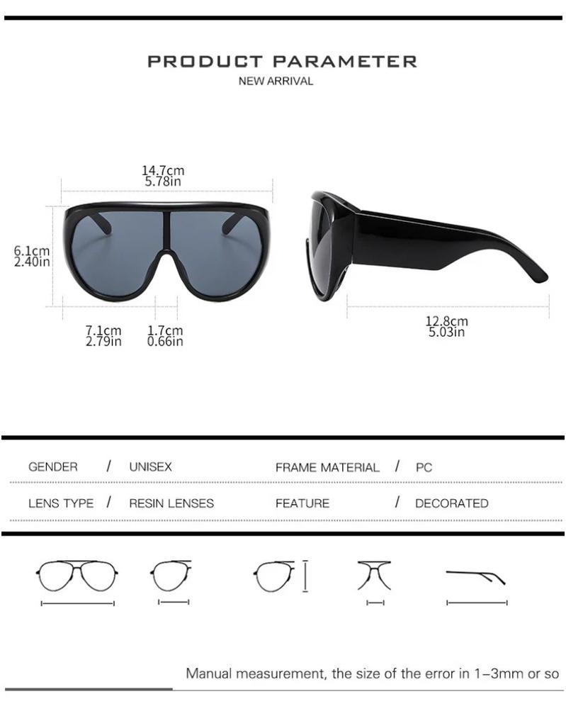 Luxury Brand Retro Big Frame Eyeglasses Women Sunglasses Tea Color Square Pilot Shades Uv400 Cool Men One Piece Eyewear