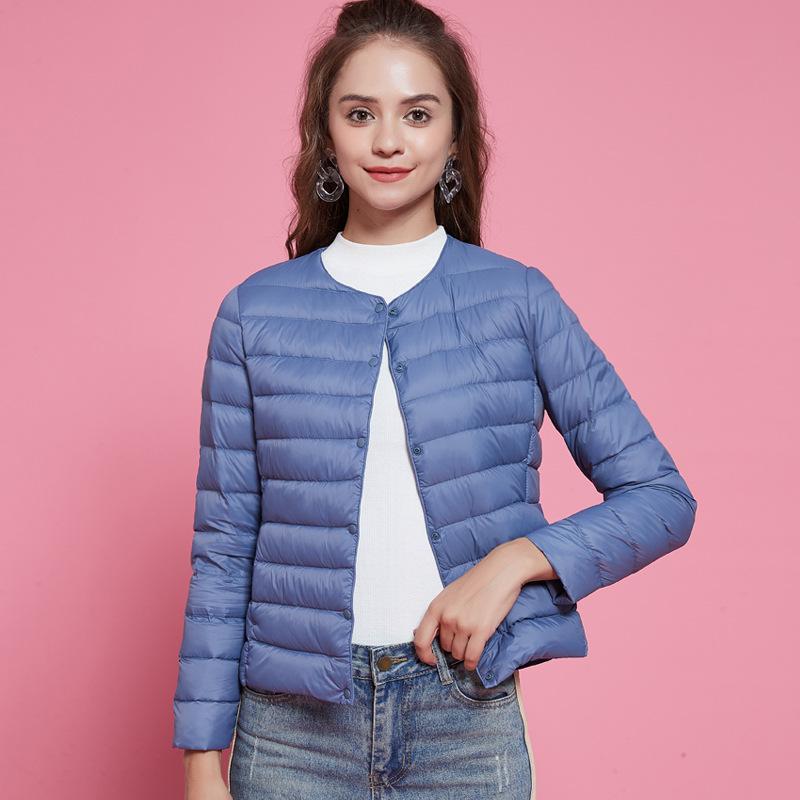 White Duck Down Light and Thin Round Neck Down Jacket Women's V-neck Warm Liner Short Jacket Autumn and Winter Women's Clothing Collarless Large Size