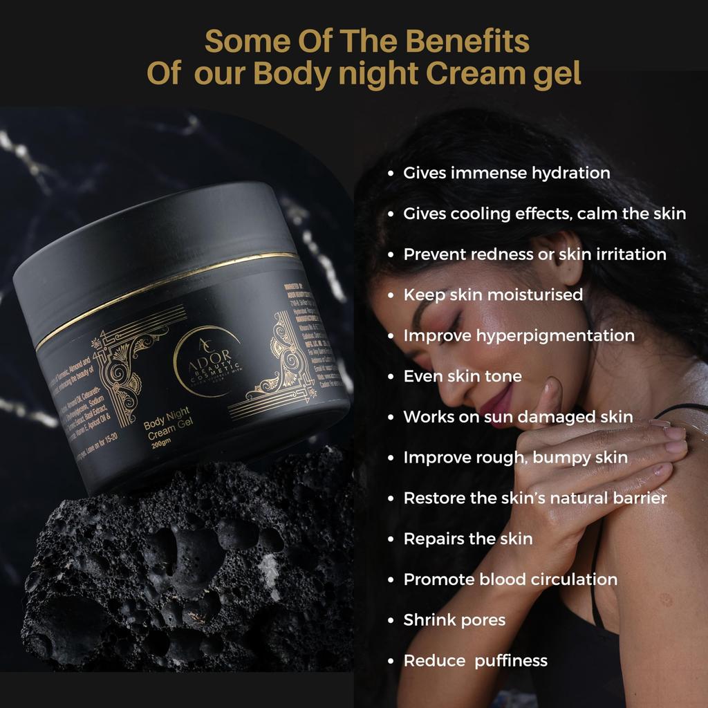 ADOR BEAUTY COSMETIC Unisex Body Night Cream Gel | Deeply Hydrating & Nourishing Formula for Men and Women |Revitalizing Overnight Treatment for So