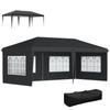 3 X 6m Pop-Up Gazebo, with Removable Walls - Black