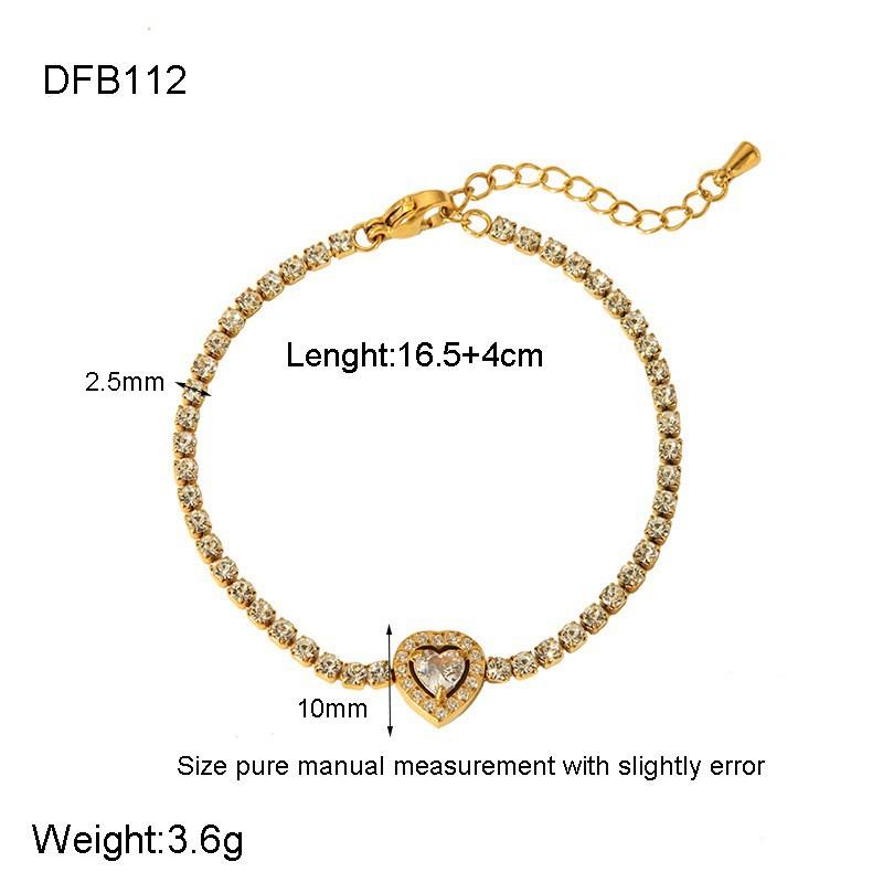 ins French Light Luxury Zircon Stainless Steel Bracelet Electroplated 18K Real Gold Tennis Chain Premium Sense Jewelry Women