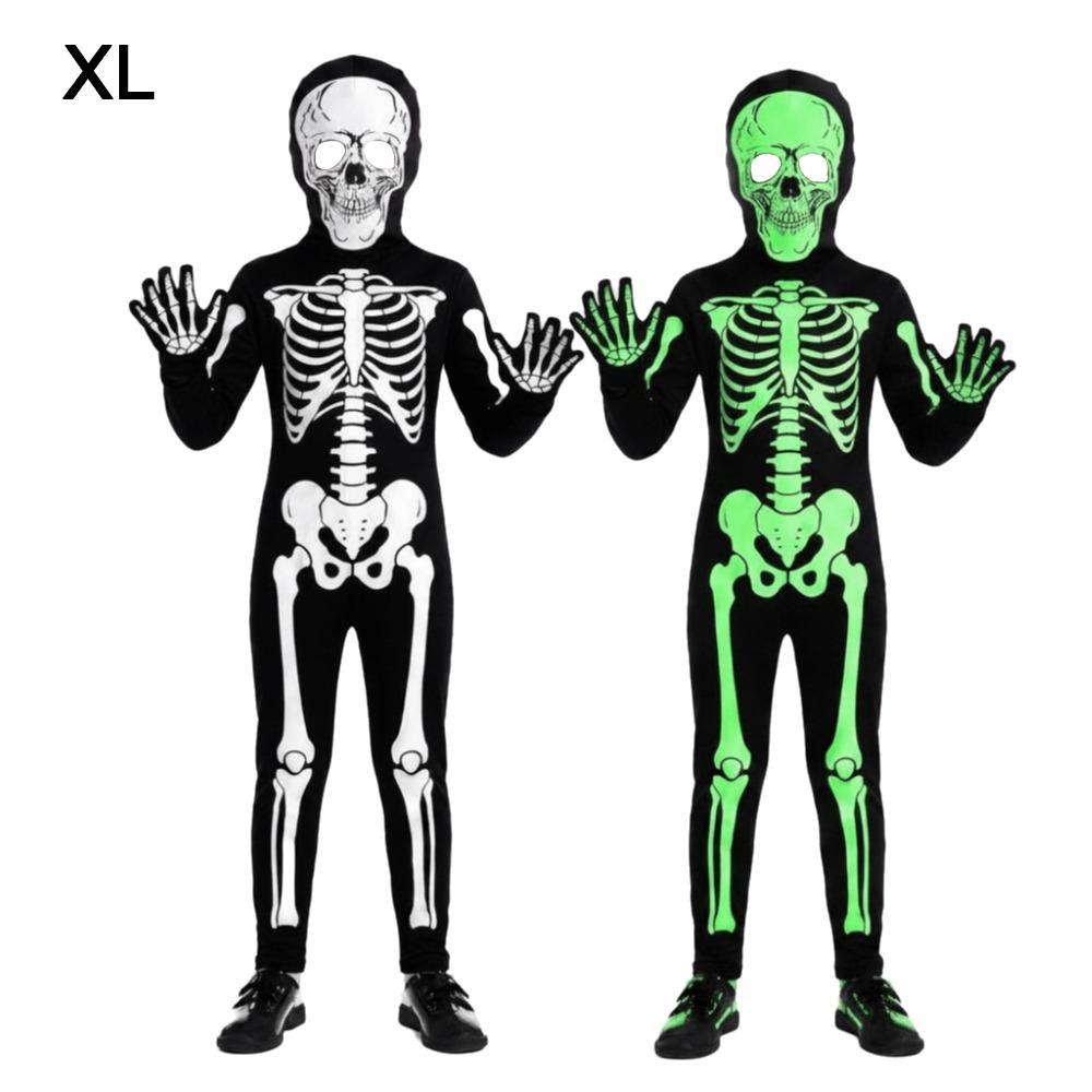 Luminous Cosplay Skeleton Suit Fabric Luminous Kids Dress Grim Reaper Costume  Stage Performance