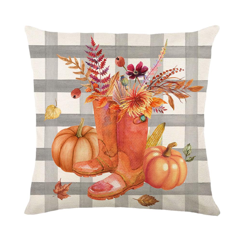 Pumpkin Truck Printed Pillow Cover Linen Letter Square Home Sofa Cushion Cover Bedroom Headboard Pillow