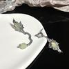 Asymmetrical Green Earrings, Niche Design, Chinese Style, High-End Women'S Earrings, Personalized Jade Earrings.