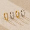 European Luxury S925 Sterling Silver Stud Earrings with Single Row Zirconia Diamonds