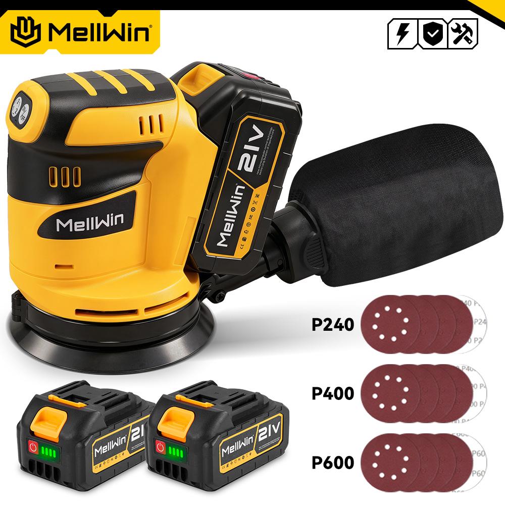 MELLWIN Cordless Electric Sander 3Speed Adjustable Orbital Sanding Polishing Machine Woodworking Tool For Makita 18VBattery Pin