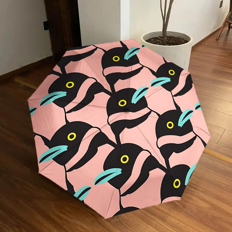 

1pc Penguin Pattern Automatic Folding Umbrella, Portable Collapsible Design, 8-Rib Iron Frame, Outdoor Accessory yy250905105