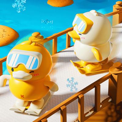 Wind-up Ski Duck Toy Jumping Snowboarding Yellow White Duck Toy Toddlers Boys Girls Educational Interactive Clockwork Animal Toy