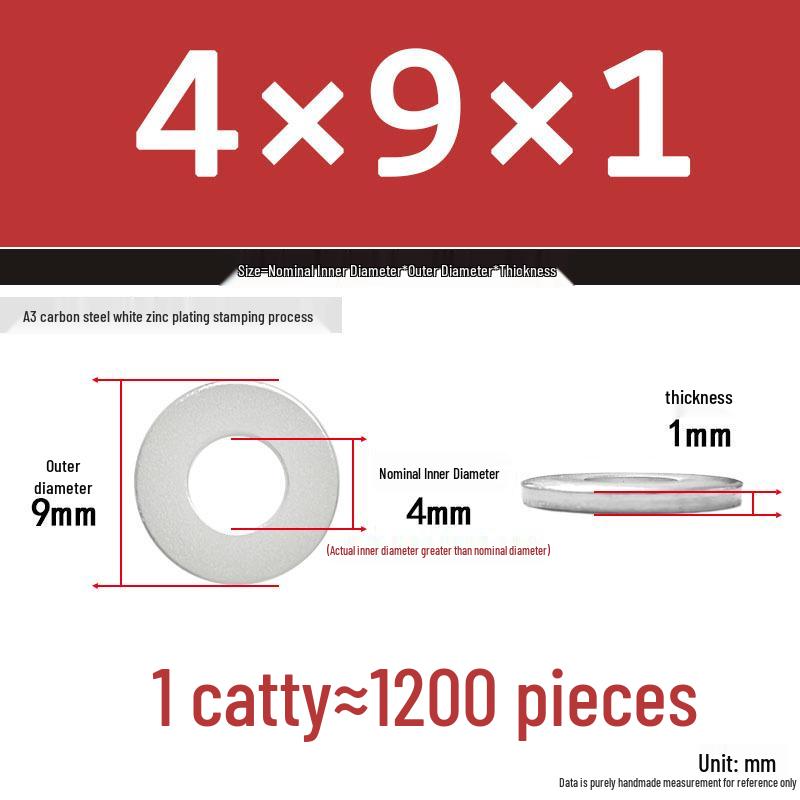 Extra Thick Galvanized Iron Flat Washer, Round, M3-M62