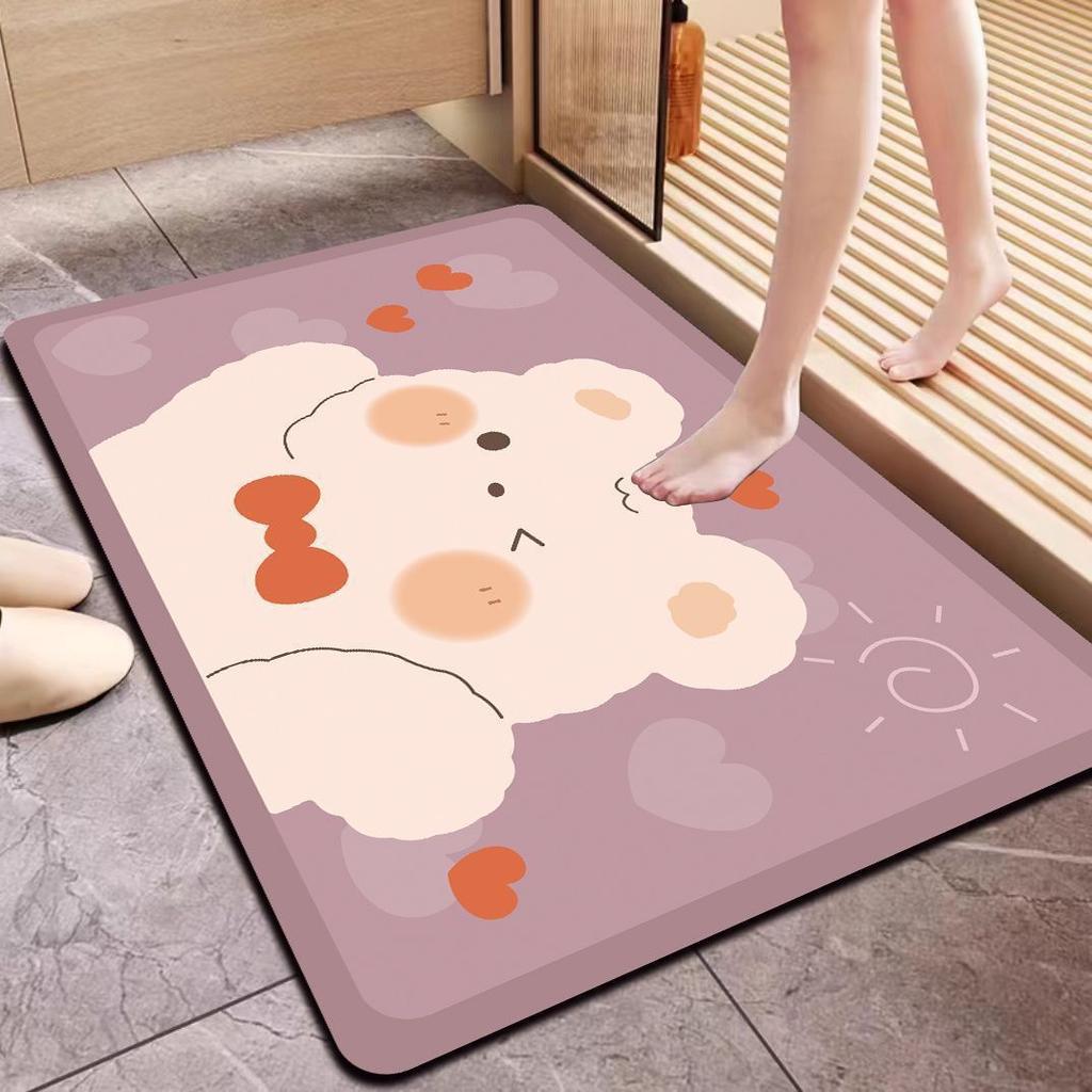 Diatom Mud Floor Mat Cartoon Bathroom Water-Absorbing Quick-Drying Floor Mat Household Bathroom Door Non-Slip And Dirt-Resistant Rubber Floor Mat