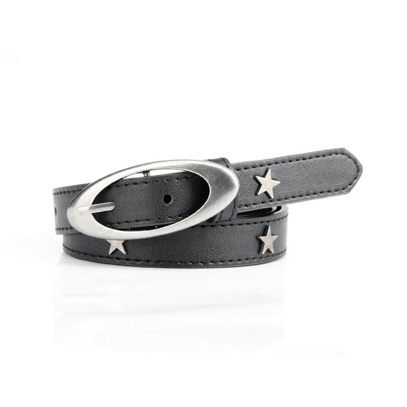 Punk Style Silver Metal Buckle Leather Belt For Women And Men