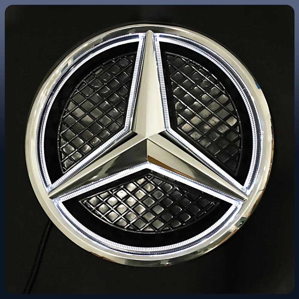 2025 Hot For Mercedes Benz For Mercedes Benz Silver And Black Emblem Front Grille Illuminated Logo Star Badge W176 W246 W205 W21