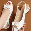 Summer 2025 Bow Sandals for Women Ladies Shoes with Low Heels Black Open Toe Footwear Sandal Comfort Chic and Elegant Vip Daily