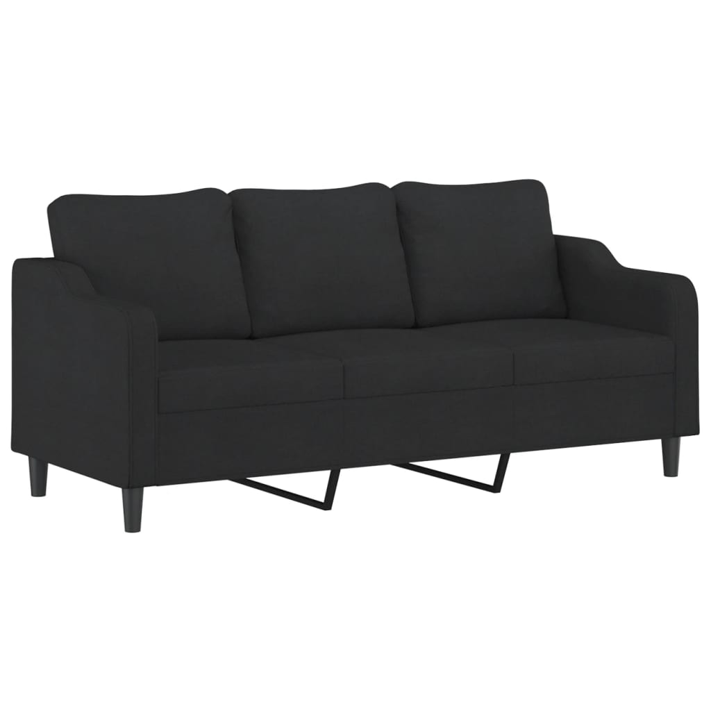 2 Piece Sofa Set with Cushions Black Fabric