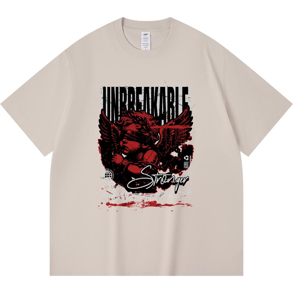 

230GSM 100% Cotton T-Shirt Unbreakable Print Tees Funny Harajuku Style Combed Cotton Tshirt XS абрикосовый
