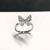 925 Sterling Silver Exquisite Butterfly Diamond Ring – Elegant and Adjustable for Women