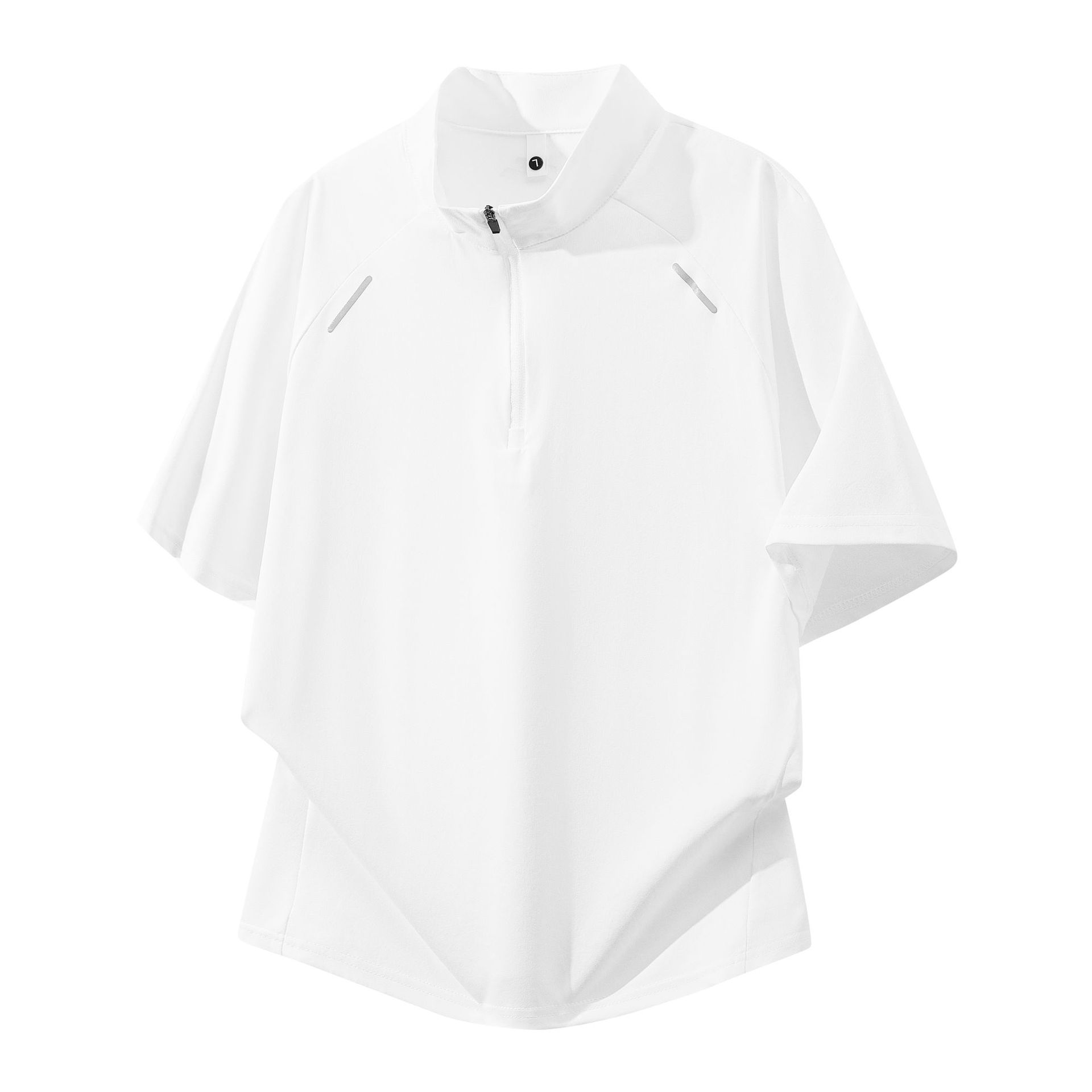 

Men s Short Sleeved Plus Size T-shirt Summer Top Stand Collar Zipper Half Sleeve Sports Short Sleeved Men M білий