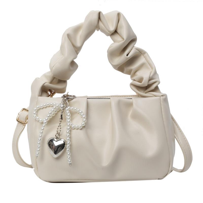 Cloud Pleated Small Square Bag Simple Casual Messenger Bag Bow Portable Shoulder Bag Women's Casual Versatile