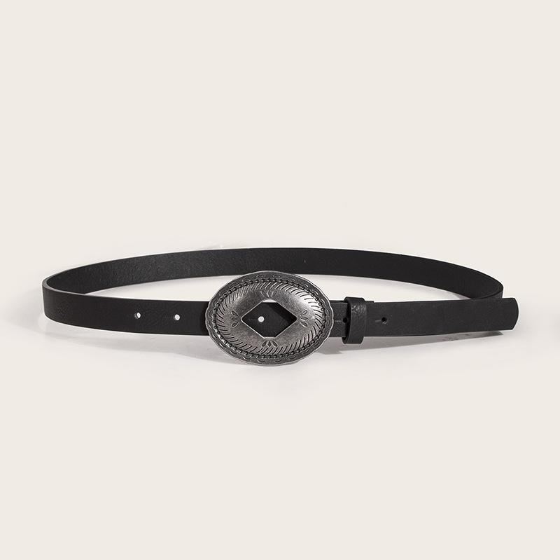 New Exquisite Oval Retro Engraved Buckle Casual Women's Belt