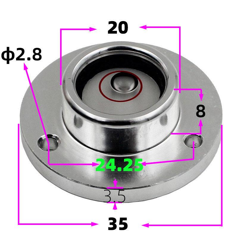 HACCURY Round Metal Spirit Level with Base Mounting Holes