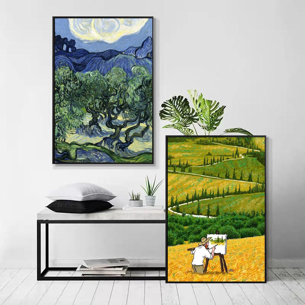 1 Stück Van Gogh Meisterwerk Poster Selbstklebend Kunst Wasserdicht Papier Aufkleber Kaffeehaus Bar Raum Wanddekor