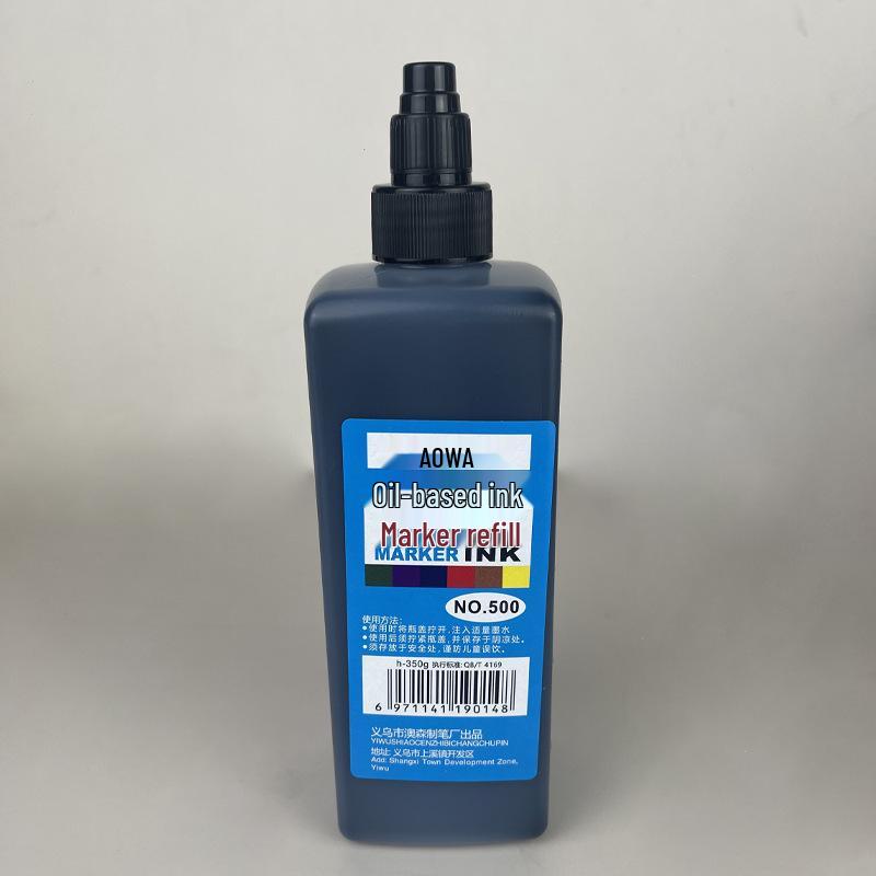 Aowa Large Bottle Oil-Based Whiteboard Marker Ink - 500 Capacity Black Marker