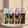 1PC Vintage Siamese Cat Bust 750ml Color Plastic Sports Water Bottle Leakproof Flip Straw Lid For Sports Office Home Use