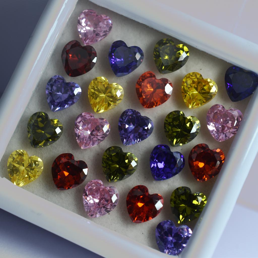 Natural Mixed Color Sapphire Loose Gemstone Heart Cut 49 Pcs 6x6 Mm September Birthday Birthstone