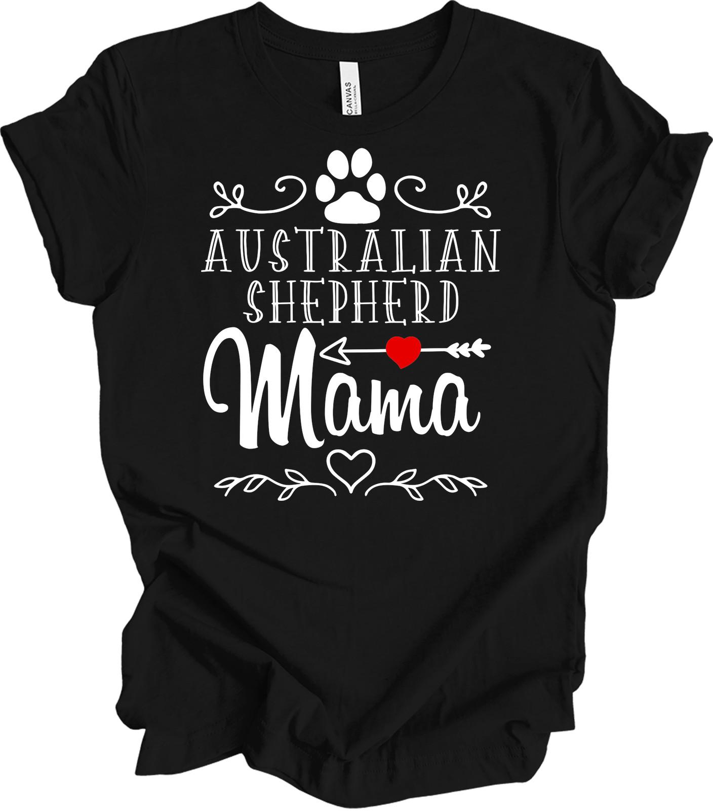 Australian Shepherd Mom Shirt Aussie Dog Mom Gift Shepherd Mama Red Heart Tee L
