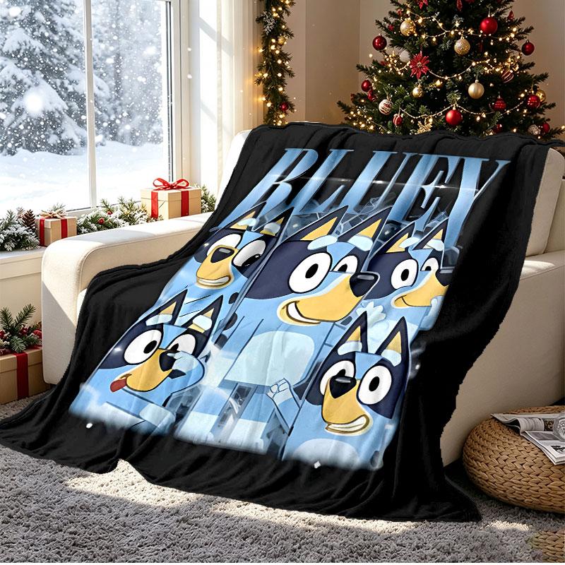 Bluey Pattern Blanket for Home Decoration, Bed, Sofa, Car Travel, Camping, Suitable for All Seasons, Birthday Christmas Gift