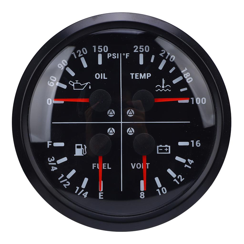 110mm 4 3 8in 4 In 1 Multifunction Gauge DC 12V 0 150PSI Oil Pressure Fuel Level 100 250 Fahrenheit  Water Temp 8 16V