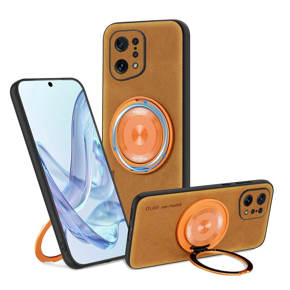 

For OPPO Find X5 X5 Pro Fine Hole Sheepskin Swivel Bracket Magnetic Soft Edge Anti Drop Anti Fingerprint Phone Case For Find X5 Pro