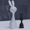 1 Pair 3D Printed Abstract Bunny Figurine Minimalist Black White Rabbit Statue Animal Sculpture Living Room Bedroom Decoration