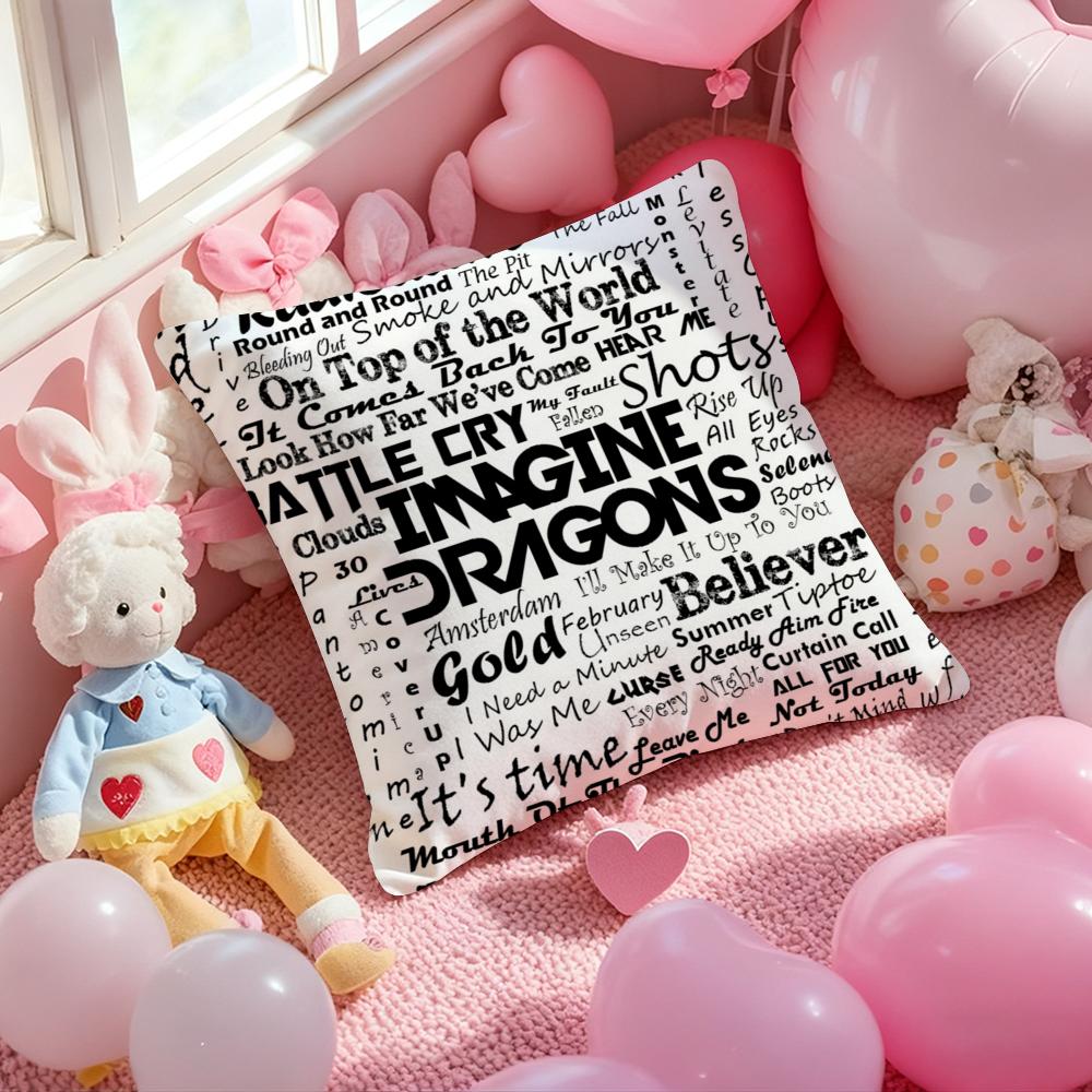 I-Imagine D-Dragons Band Cushion Cover Pattern Printed Pillowcase for Living Room Sofa Cushion Cover & Bedroom Decor