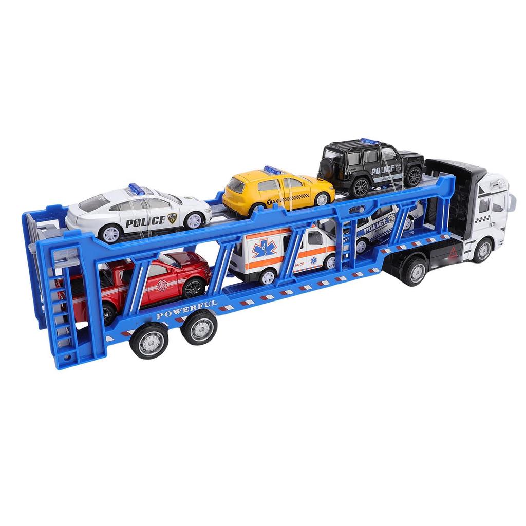 Alloy Engineering Transport Vehicles Toys with 6 Rescue Cars Boys Kids 2 Layer Model Toy
