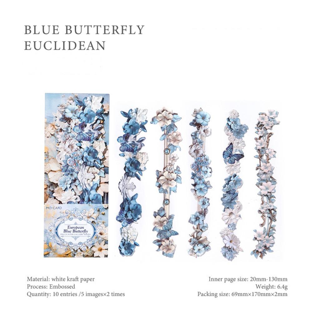 20PCS Colored Long Floral Stickers Paper Collage Stationery Decor Hollow Relief Craft Scrapbooking