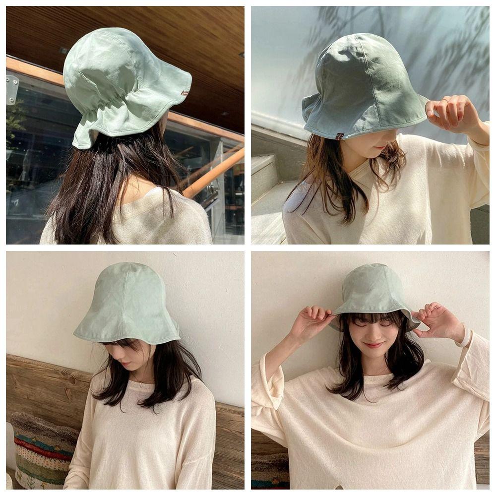 

Sunscreen Bucket Hat Wide Brim Canvas Basin Hat Casual Fisherman Hat Famale