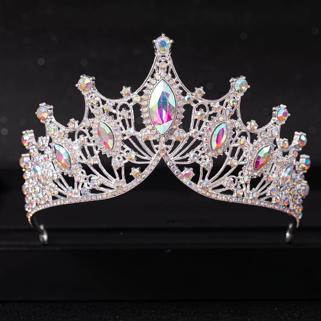 Wedding Hair Tiara Crystal Bridal Tiara Crown Silver Color Diadem Veil Tiaras Wedding Hair Accessories Headpieces Head Jewelry