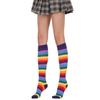 Śmieszne skarpetki damskie długie tęczowe paski modna bawełniana kolorowe zakolanówki pończochy Skateborab dla dziewcząt hiphopowych nad podkolanówkami