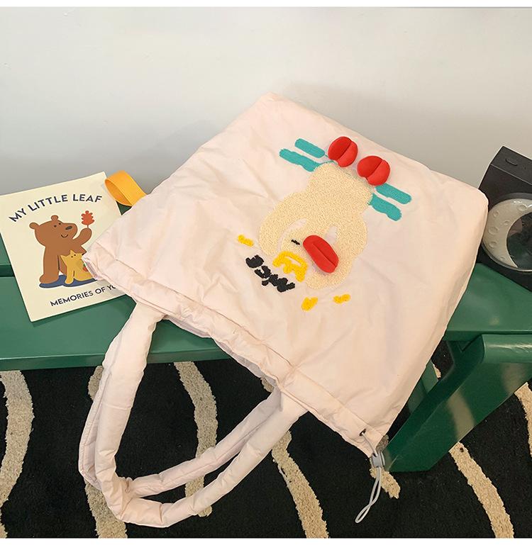 

Cute versatile shoulder bag cotton clothes trendy bag cloth bag large capacity student bag рожевий