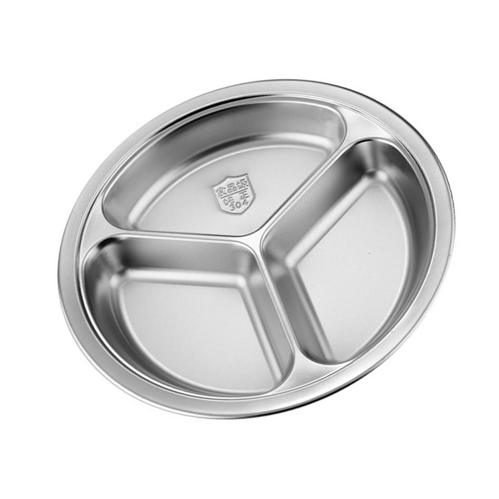 Multiple Compartment Stainless Steel Dinner Plate Serving Dish Hygienic Food Storage Solution For Apartments Dormitories