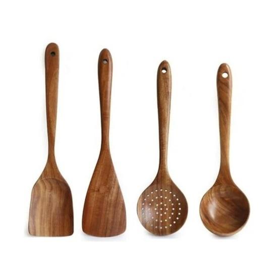 Wooden Cooking Utensils Cooking Spatulas Soup Ladles And Rice Spoons Nonstick Kitchen Tools for Comfortable Grip And Easy Cleaning