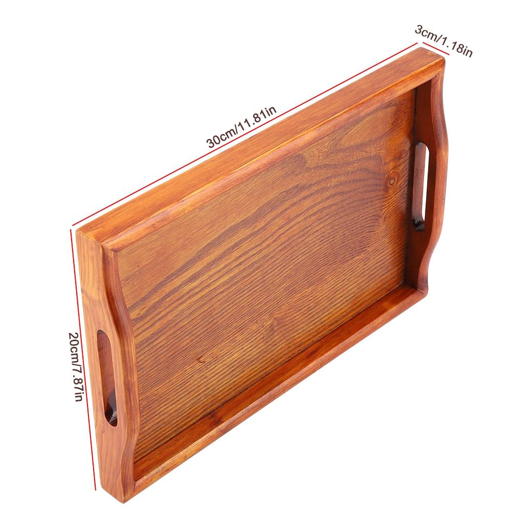 Portable Binaural Rectangle Shape   Wood Tea Coffee Food Serving Tray Plate (Light Color)