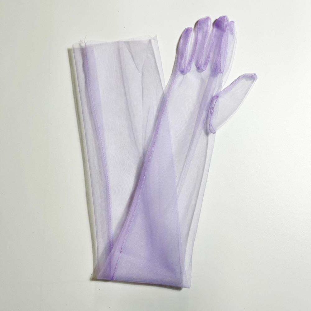 Thin Mesh Long Sheer Gloves Full Finger Seamless Mittens Evening Party Driving Gloves Women
