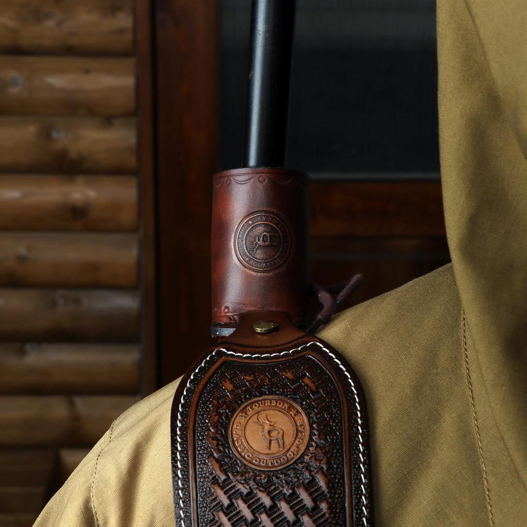 TOURBON Adjustable Leather Gun Sling Loop Holster Barrel Sling No Drilling Required Adapter,