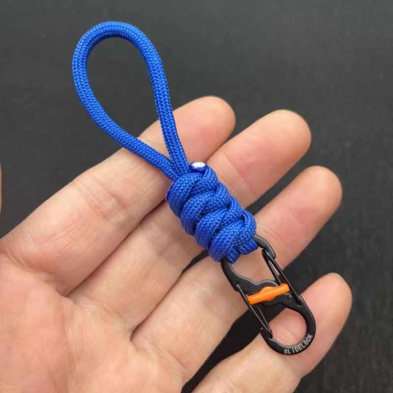 10cm Anti-Theft Paracord Keyring with Locking Figure-8 Buckle, Portable Outdoor Lanyard Hook.