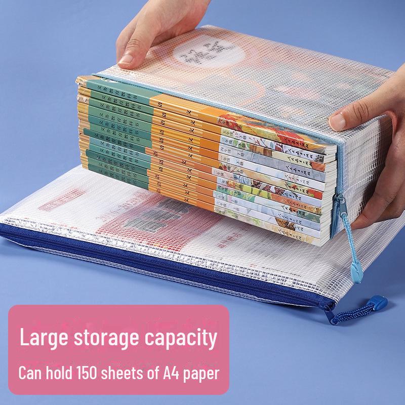A4 Transparent Zipper File Bag for Document Organization - Large Capacity, Waterproof